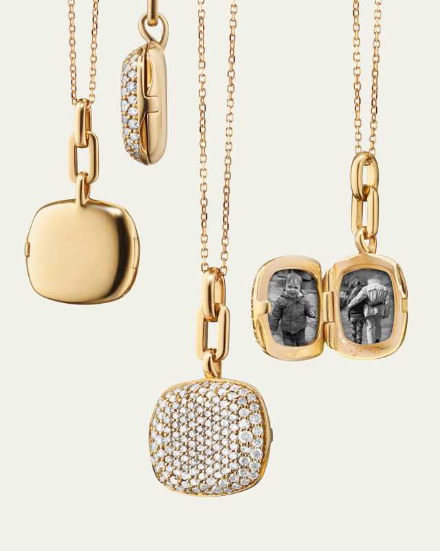 Rae 18K Yellow Gold Slim Diamond Locket Necklace